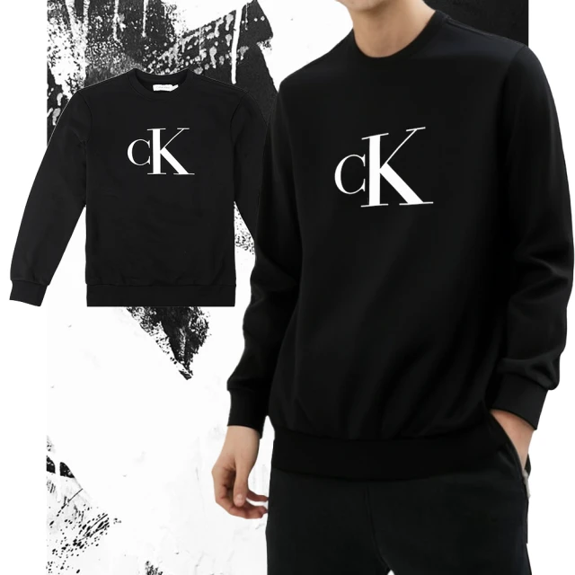 Calvin Klein 黑色大LOGO大學T CK大學T CK長袖 後長袖 帽T 大學T(百搭爆款/男女組合)