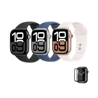 鋼化保貼組【Apple】Apple Watch S10 GPS 46mm(鋁金屬錶殼搭配運動型錶帶)