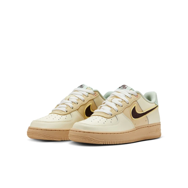 NIKE 耐吉 休閒鞋 女鞋 大童 運動鞋 AF1 AIR FORCE 1 LV8 GS 奶茶 HQ3473-122