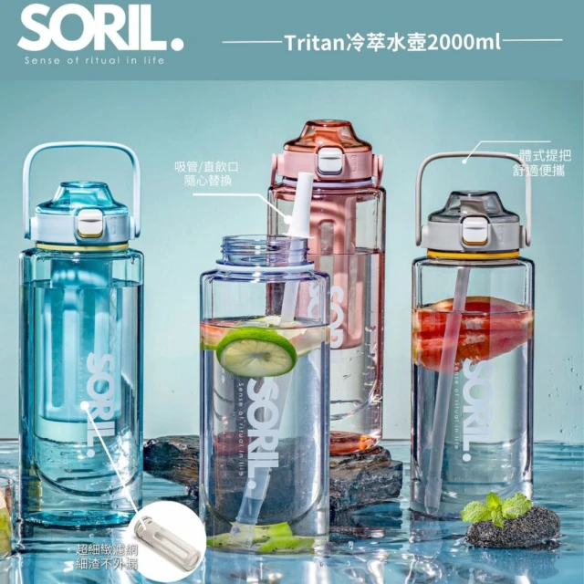 SORIL Tritan冷萃水壺2L(Tritan 獨立細密茶格設計)