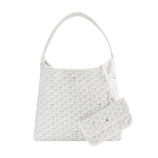 【GOYARD 高雅德】Boheme Hobo 經典塗料帆布肩背包(灰白)