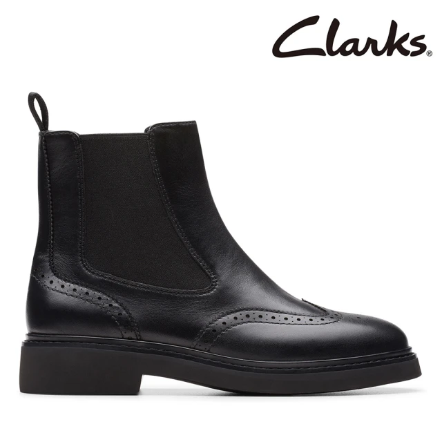 Clarks 女靴 Splend Top 布洛克拷花切爾西靴 短靴(CLF79545B)