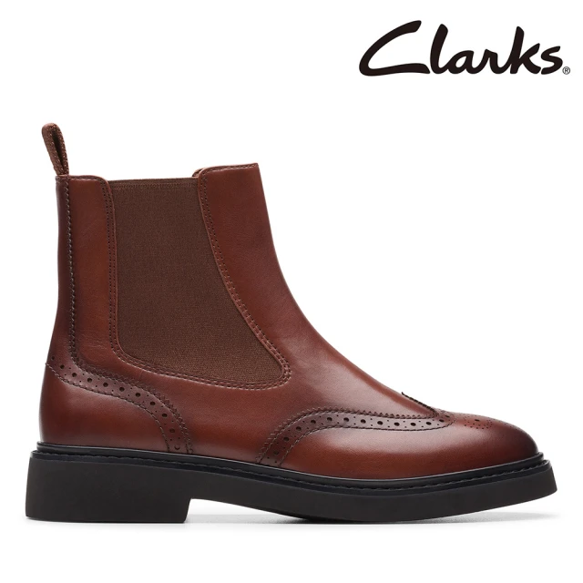 Clarks 女靴 Splend Top 布洛克拷花切爾西靴 短靴(CLF79544B)