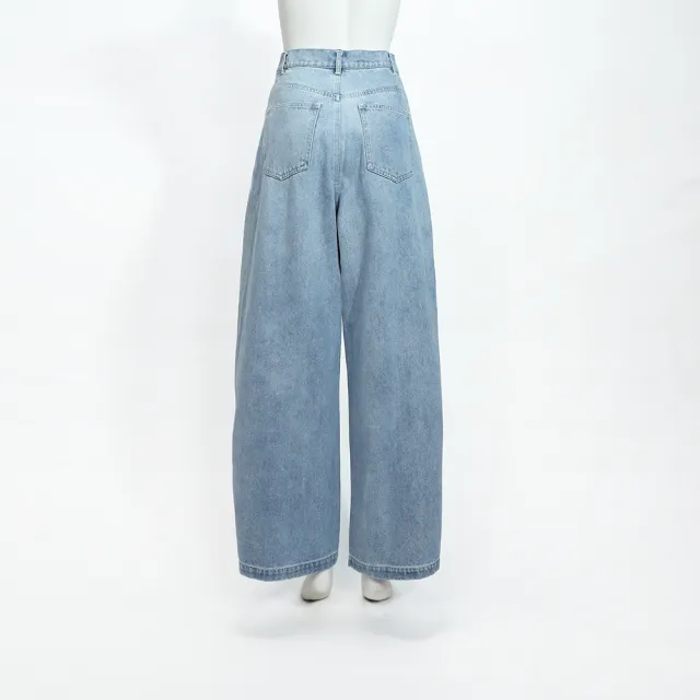 【OUWEY 歐薇】可調式高腰老爺牛仔褲(淺藍；S-L；3243328661)