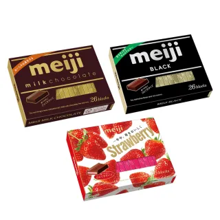 【Meiji 明治】牛奶巧克力/黑可可製品/草莓夾餡可可製品(26枚盒裝)