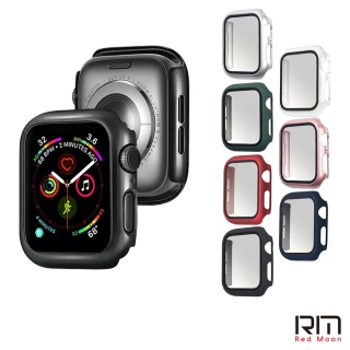 【RedMoon】APPLE Watch S10/9/8/7 9H鋼化玻璃+PC全包覆雙料防摔保護殼 41/42/45/46mm(Series10/S9/S8/S7)