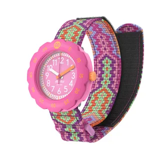 【Flik Flak】兒童錶 LOOP IN PINK 兒童手錶 兒童禮物 瑞士錶 編織錶帶(34.75mm)
