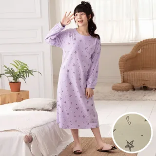 【Wacoal 華歌爾】睡衣 M-LL圓領純棉印花長袖洋裝 TWW40T03YD(黃)