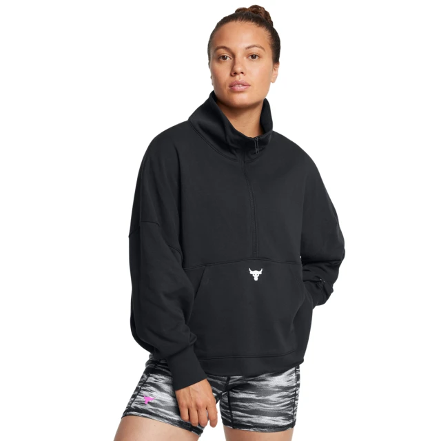 UNDER ARMOUR UA 女 Pjt Rock 半開襟長袖上衣_1387760-001(黑色)