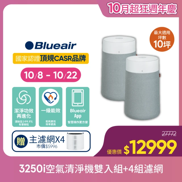 Blueair 3250i雙入組+4片主濾網 (買2送4)