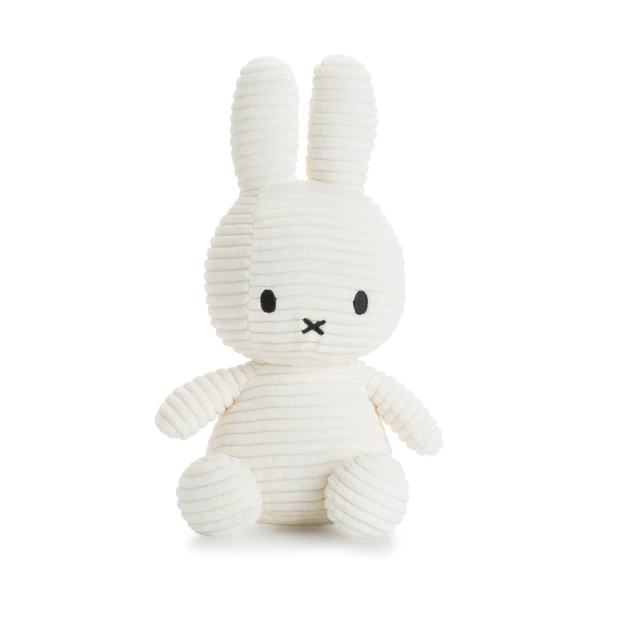 BON TON TOYS Miffy米菲兔ECO燈芯絨填充玩偶-白(23cm 玩偶、娃娃、公仔)