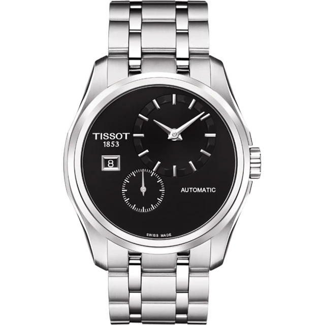 TISSOT 天梭 Couturier系列 時尚美學機械腕錶/黑39mm(T0354281105100)