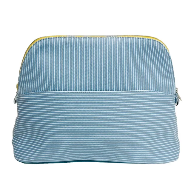 【Hermes 愛馬仕】H103322M 01 熊貓刺繡圖案盥洗包/化妝收納包(矢車菊藍)