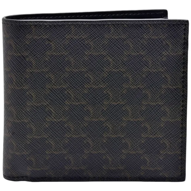 【CELINE】經典TRIOMPHE帆布摺疊短夾(黝黑色10B652BQB .38NO)