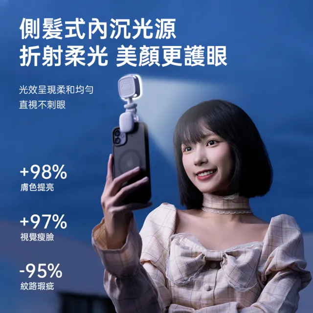 【ROSETO】口袋補光燈 609(充電式 直播攝影燈 自拍棒美顏)