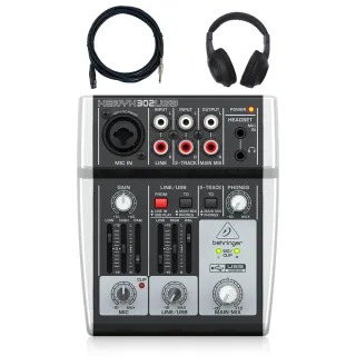 【BEHRINGER】302USB 專業級小型混音器-耳機套裝組/原廠公司貨(套裝組)