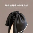 【韓劇女神】韓版溫柔系緞面珍珠邊蝴蝶結抓夾(美麗升級 包包頭 編髮 髮夾 固定夾 包包頭 日常配件)