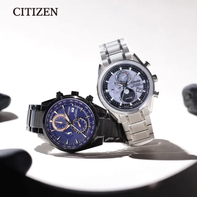 【CITIZEN 星辰】GENTS系列 時尚藍 光動能電波手錶 石英錶-43mm(AT8265-81L)