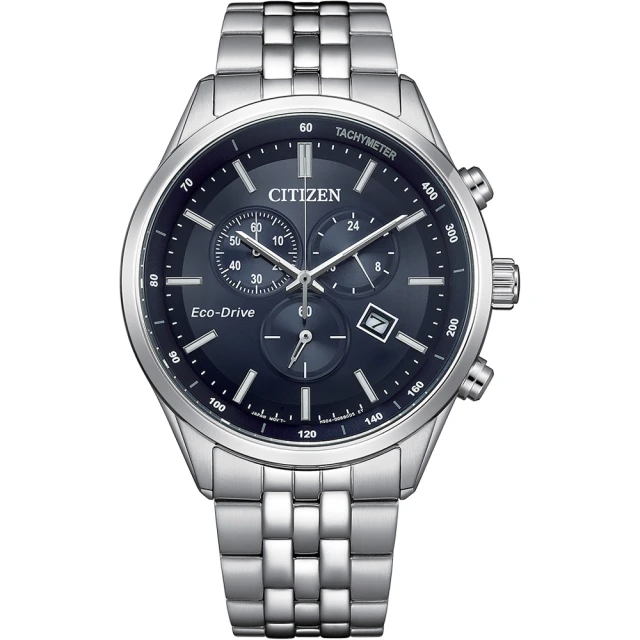 CITIZEN 星辰 GENTS系列 簡約時尚 計時光動能手錶42mm-藍(AT2570-56L)