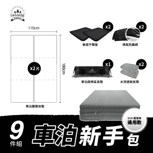 PAMABE OUTDOOR 車泊新手懶人包 通用款_180x110cm_大休旅(車泊/露營床墊/戶外/三折床/透氣水洗)