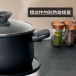 【MEYER 美亞】鎧甲系列全黑陽極陶瓷不沾鍋萬用鍋30cm(含玻璃鍋蓋/IH/電磁爐適用/火鍋/炒鍋)