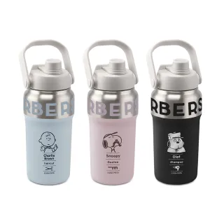 【SENSE LAB·SNOOPY】史努比 復古理髮廳不銹鋼大容量手提真空保溫瓶1000ml(通過Intertek檢驗/彩色禮盒)