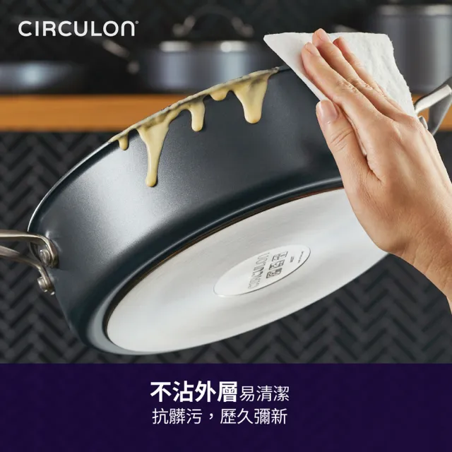 【MEYER 美亞】CIRCULON圈圈鍋A1系列不沾鍋3鍋5件組(30平底鍋+28深平鍋含蓋+18湯鍋含蓋+矽膠鍋鏟+矽膠湯杓)