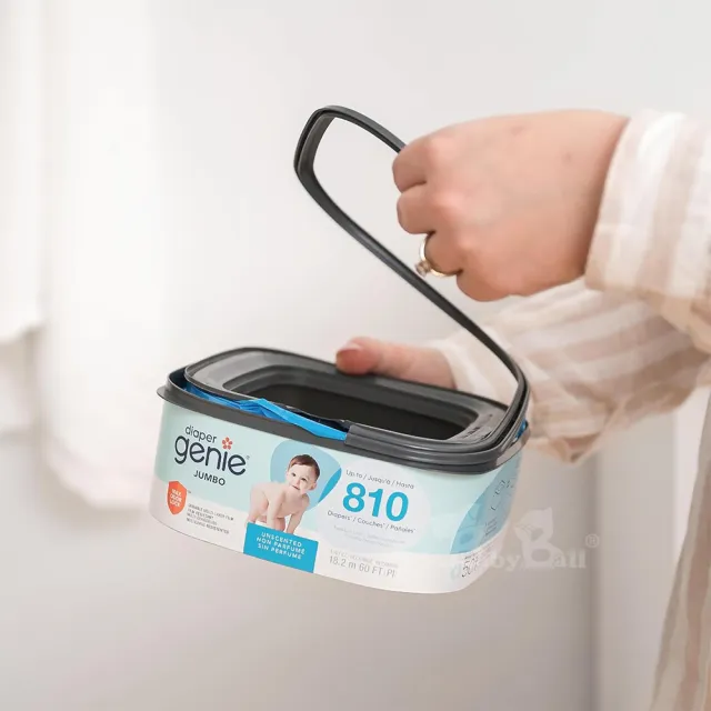 【Diaper Genie】加拿大 Diaper Genie 不鏽鋼雙重鎖臭尿布處理器 多層鎖臭塑膠袋匣 加長型*4入(鎖臭)
