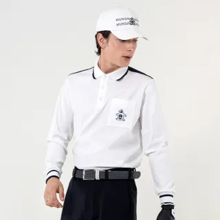 【Munsingwear】企鵝牌 男款白色企鵝口袋印花長袖POLO衫 MGUT2B11