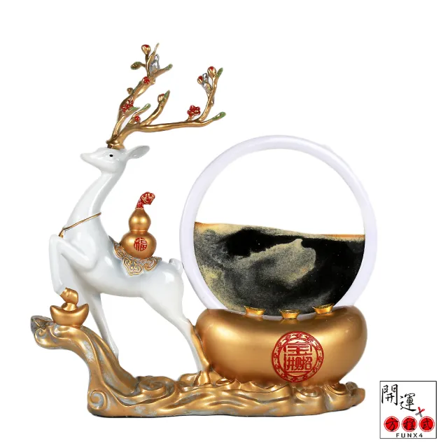 【開運方程式】一鹿向錢時光沙漏元寶開運擺件(玄關招財神獸陽宅開運禮盒送禮電視櫃/入厝禮)