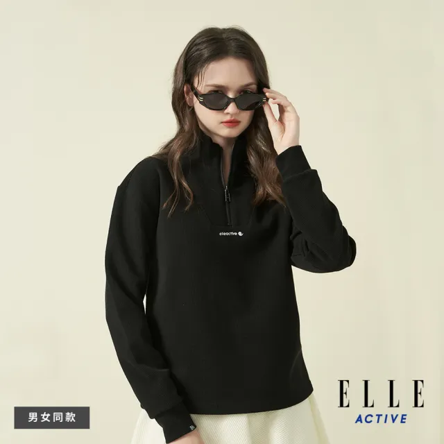 【ELLE ACTIVE】女款 保暖立領長袖上衣-黑色(EA24A2F1406#99)