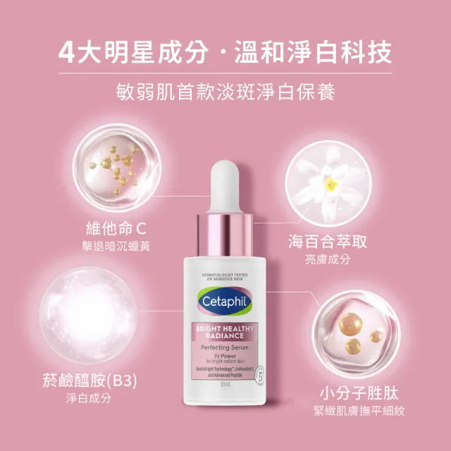 【Cetaphil 舒特膚】官方直營 BHR淨白系列潔面淨白保濕組(無瑕潔面乳100g+淨白無瑕精華液 30ml)