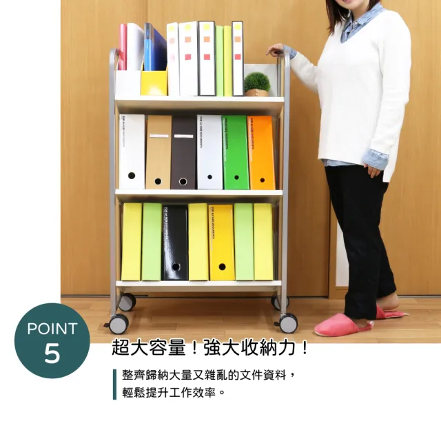 【林製作所】木紋飾條耐重型三層文件推車(辦公室收納 公文收納 書車 移動書櫃 a4文件櫃 活動公文櫃)