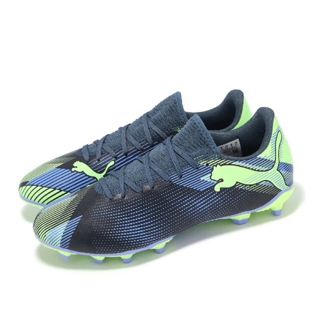 PUMA 足球鞋 Future 7 Play FG/AG 男鞋 藍 綠 抓地 人工草皮 短草皮 運動鞋(107939-03)