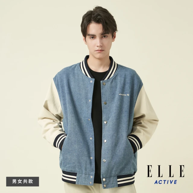 ELLE ACTIVE 男款 經典牛仔棒球外套-藍色(EA24A2F6103#35)