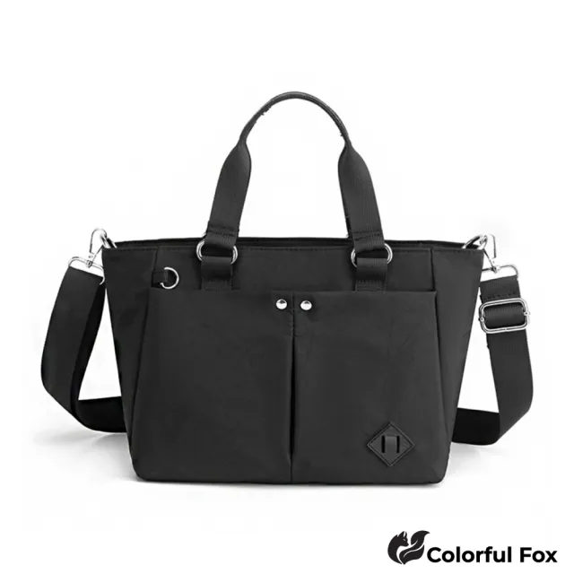 【Colorful Fox】經典防水包 尼龍大容量單肩包 手提包(黑色／深藍色／淺藍色／粉色／紫色／灰色／