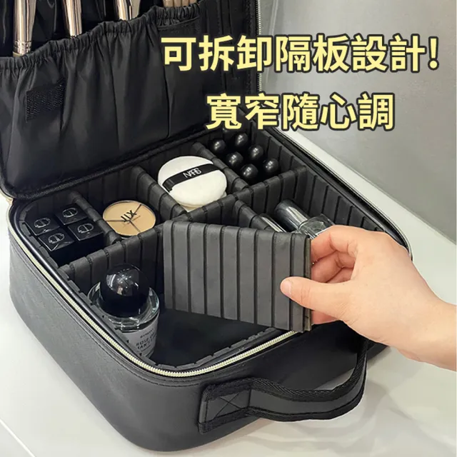 【SAMPA】LED補光燈鏡子化妝包 便攜式多功能大容量化妝箱 化妝品收納包 小型化妝箱 化妝鏡  禮物