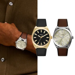 【FOSSIL 官方旗艦館】Everett系列 永恆時光日曆指針手錶 真皮錶帶 42MM｜618 限定(2色可選)