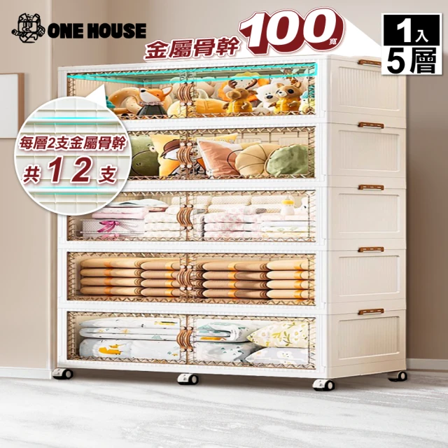 ONE HOUSE 100寬巨型金屬骨幹 川島兩扇雙開門收納櫃-750L 五層(1入)