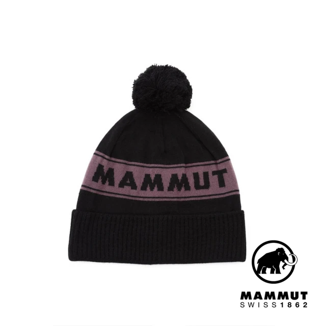 Mammut 長毛象 Peaks Beanie 經典保暖LOGO舒適復古毛帽 黑/波動紫 #1191-01101