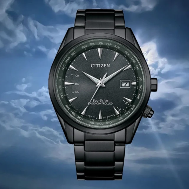 CITIZEN 星辰 GENTS系列 亞洲限定 光動能電波對時腕錶/黑43mm(CB0275-83E)