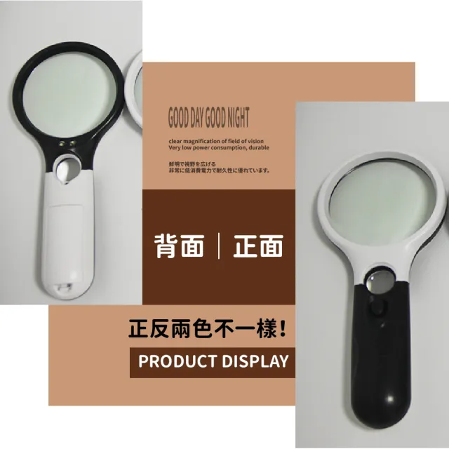 LED帶燈閱讀放大鏡(高清放大鏡 維修 鑑定 老花 老年人 手持式 雙鏡面)