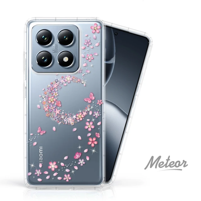 Meteor MI 小米 14T Pro 奧地利彩鑽空壓防摔手機殼(櫻月)