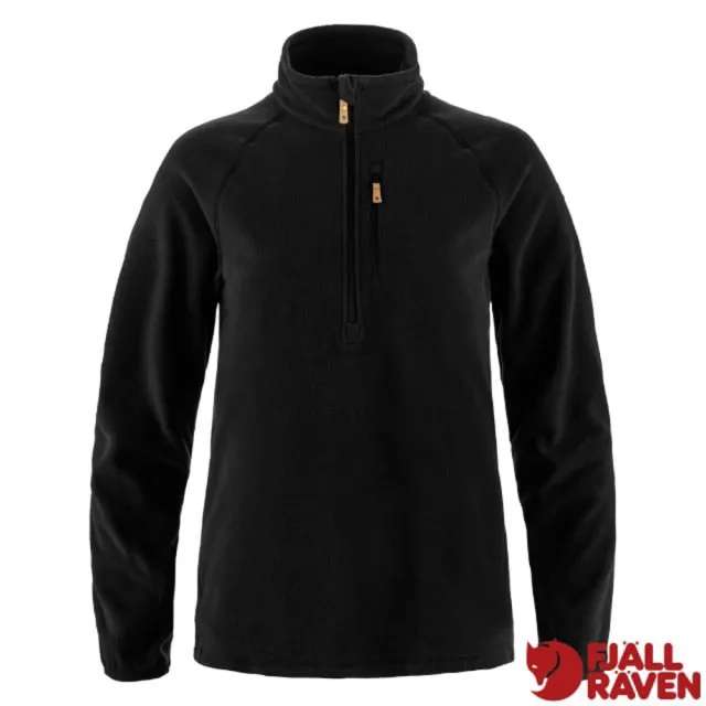 【Fjallraven】小狐狸 女 Ovik Lite Fleece Half Zip 保暖刷毛拉鍊半開襟休閒衫(14600199-550 黑)