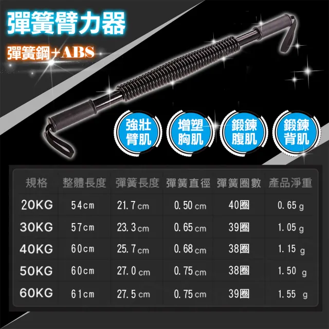 【豪麥源】臂力器 30kg(彈簧握力棒 手臂肌肉訓練器 胸肌鍛鍊器 健身器材)