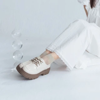 【I called Love】青春步履丨綁帶後踩輕量樂福鞋(日系 OL上班鞋 皮鞋 牛津鞋 鬆糕鞋)