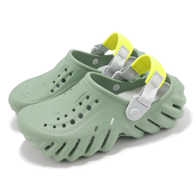 Crocs 洞洞鞋 Echo Clog K 中童 苔癬綠 波波小克駱格 小朋友 涼拖鞋 休閒鞋 卡駱馳(208190308)