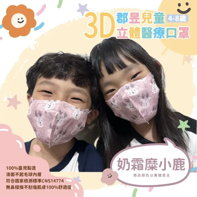 【郡昱】成人/兒童3D立體醫療口罩一盒/30入(適合1-8歲-兒童口罩、成人口罩)