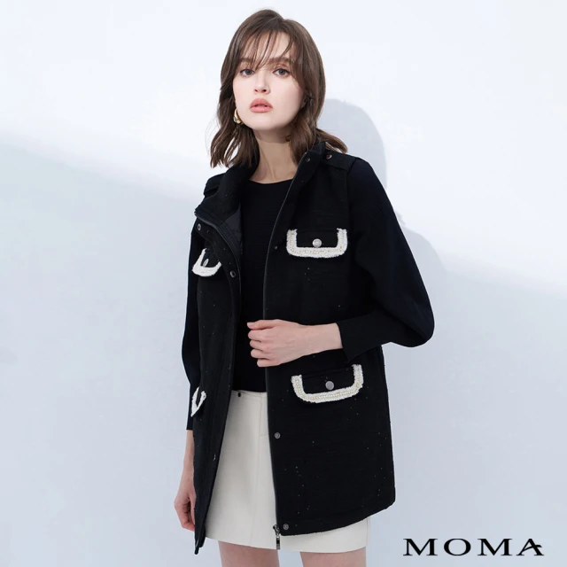 MOMA 撞色小香鋪棉背心(黑色)