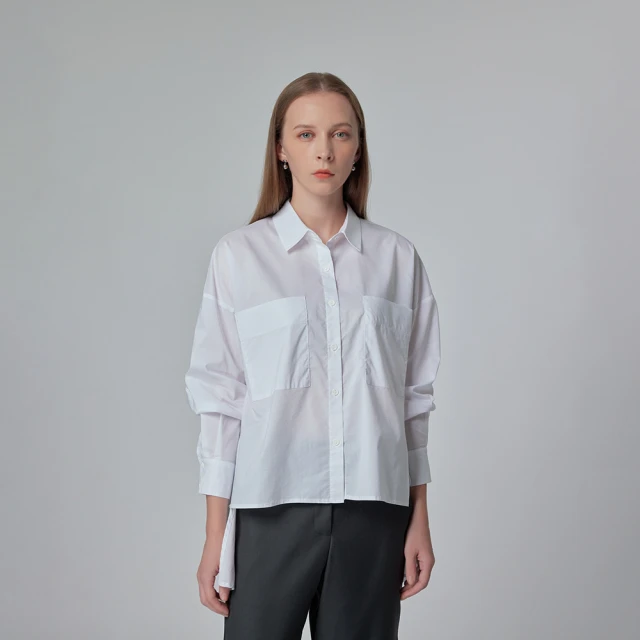 【giordano ladies】前短後長棉質襯衫(02344530)